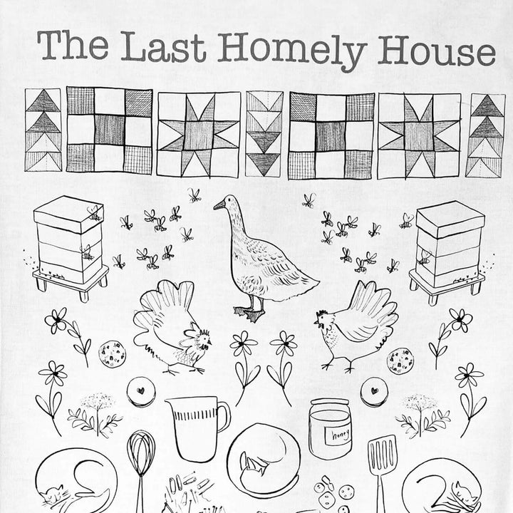 The Last Homely House: Tea Towel Closeup Of Hens & Geese Illustration
